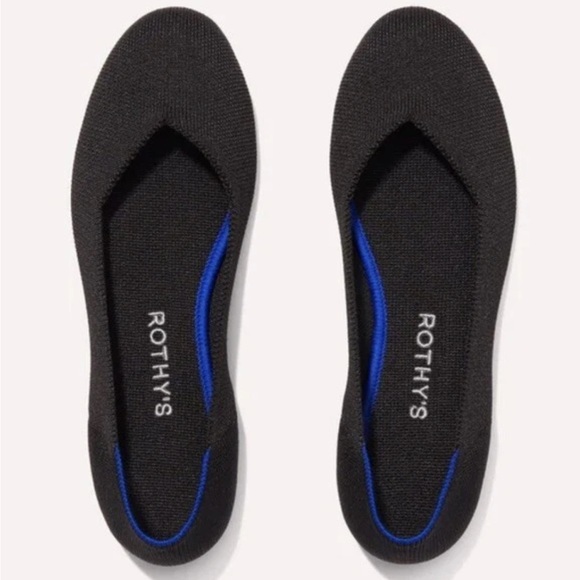 Rothy's Shoes - Rothy's Black Flats with Royal Blue Trim